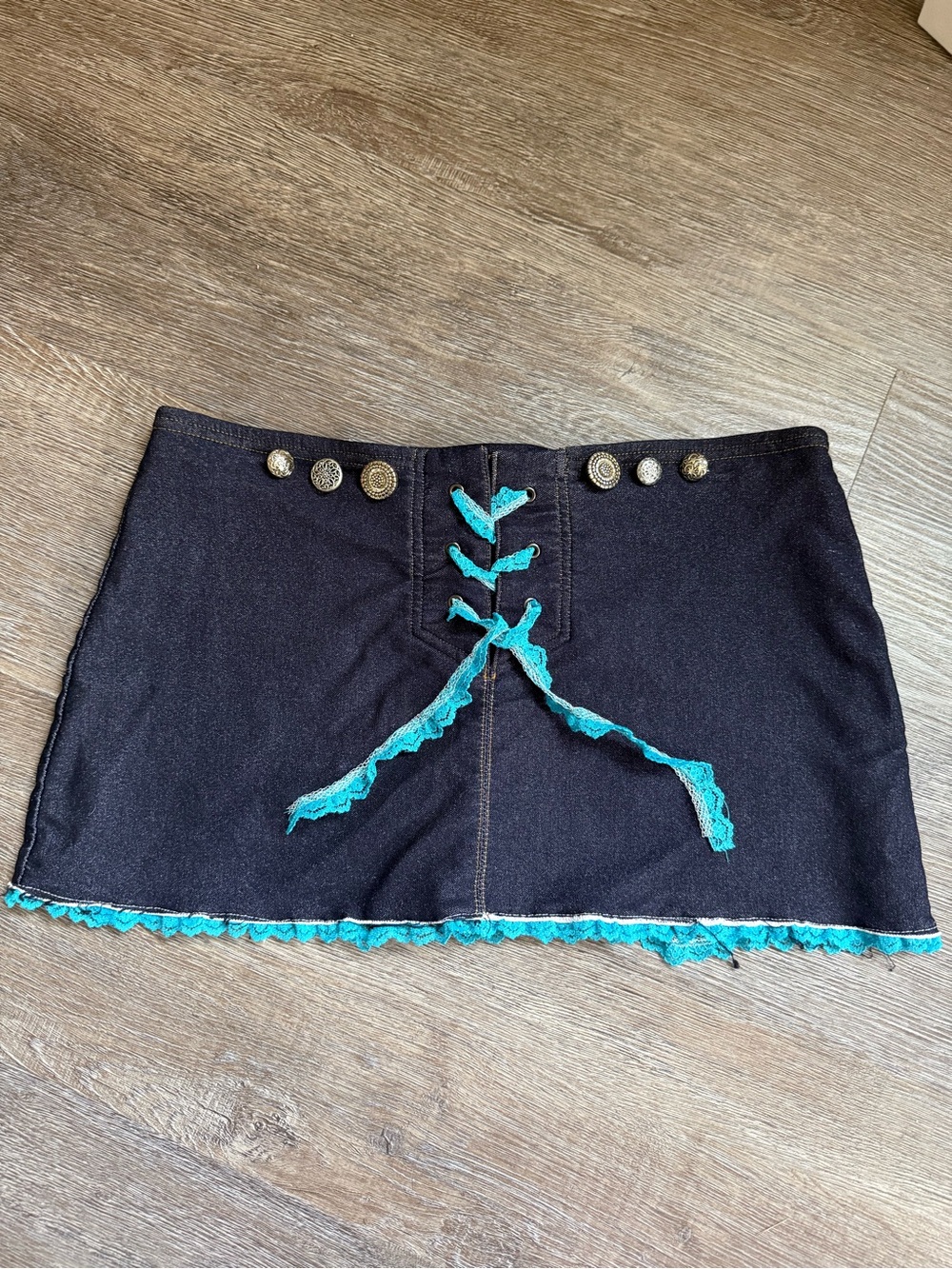 Limited Too Reworked Mini Skort with Teal Lace Detail
